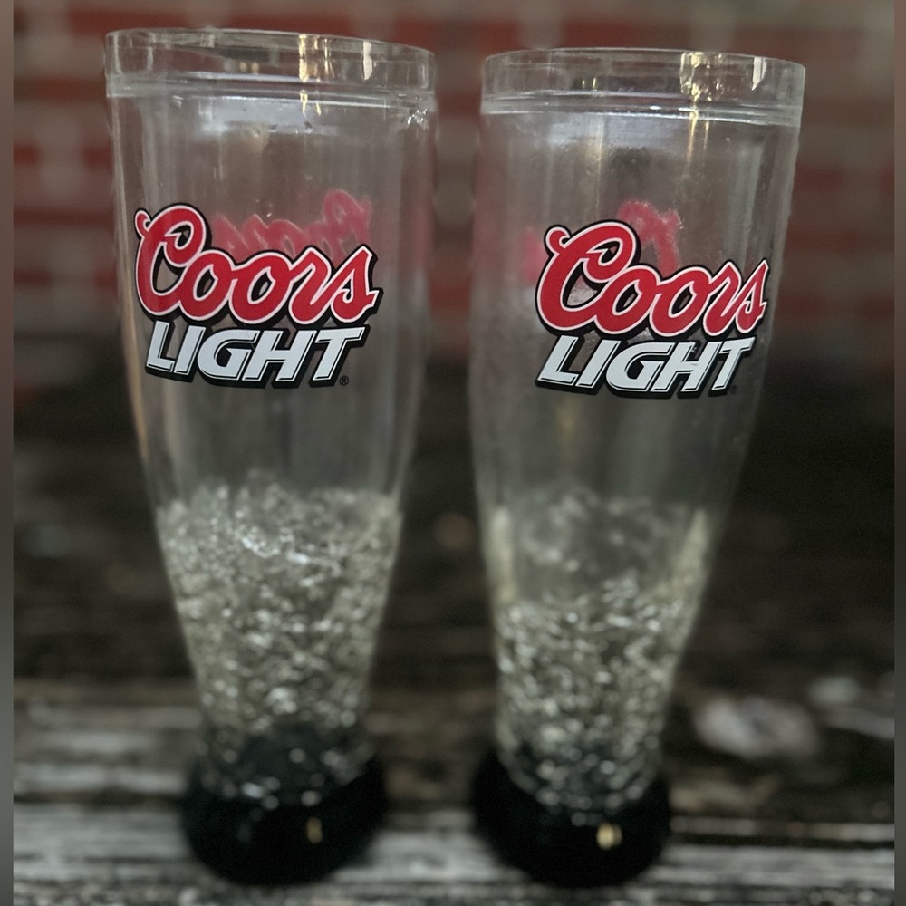 Set of Two (2) Vintage Coors Light Tall Collectible Beer  Glasses Tumblers E8